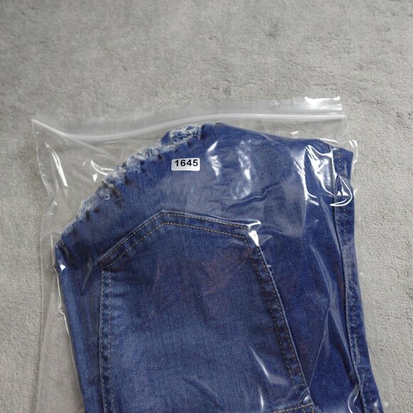 Swank A Posh Fringe Short Women's Large Blue Denim High Rise Pockets - Picture 9 of 9